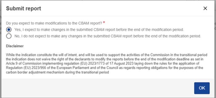 Menyn ”Yes, I expect to make changes…”