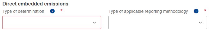 The field “Specific direct embedded emissions”