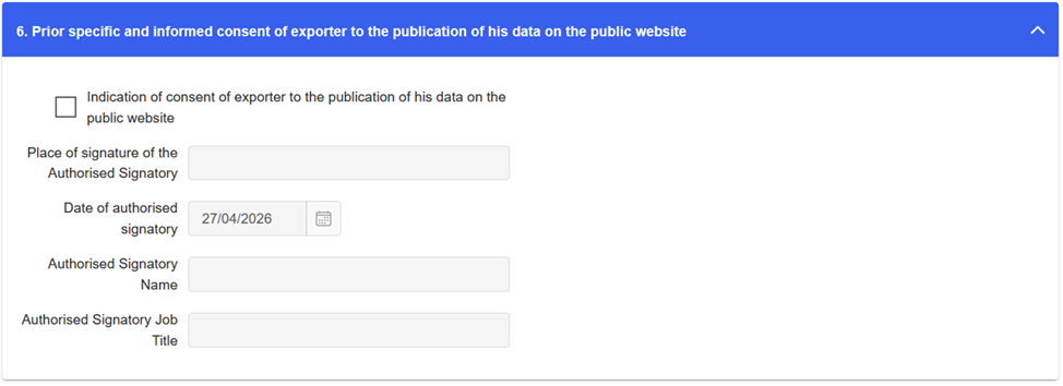 System field with the exporter’s consent.&nbsp;
