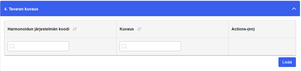 Tavaran kuvauksen kohta palvelussa. 