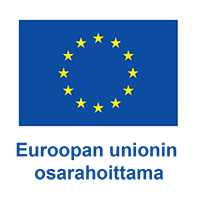 Euroopan unionin lippu, jonka alla lukee "Euroopan unionin osarahoittama".