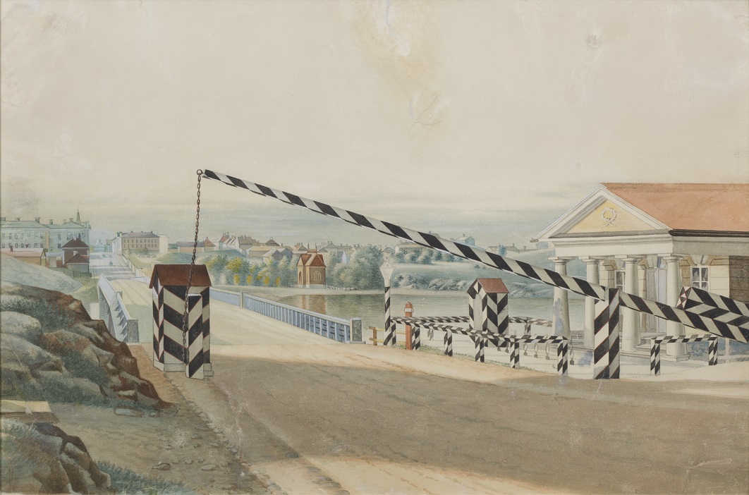 Taiteilija Magnus von Wrightin maalaus 1837 Helsingin Hämeentullista.